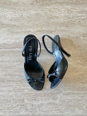 Vintage Prada Bow Slingback Sandal Heels